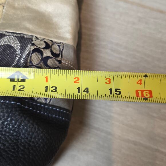 Coach Vtg Y2K Denim Patchwork Whiskey Leather Trim Shoulder Tote Bag 10003 - Picture 5 of 10